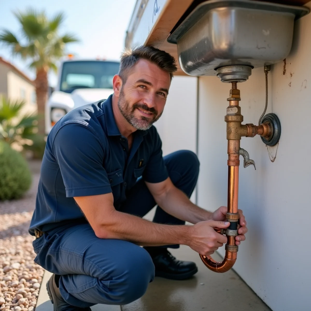 Madrid Plumbing technician repairing a burst water supply pipe in a Buckeye, AZ home