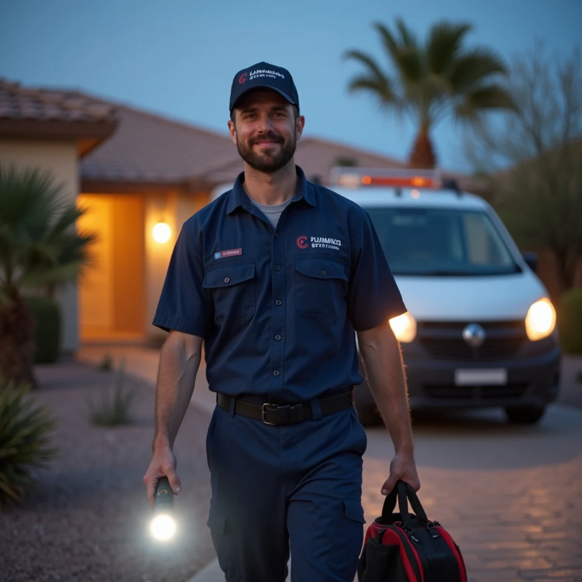 Madrid Plumbing emergency technician responding to a plumbing emergency at a Buckeye, AZ home