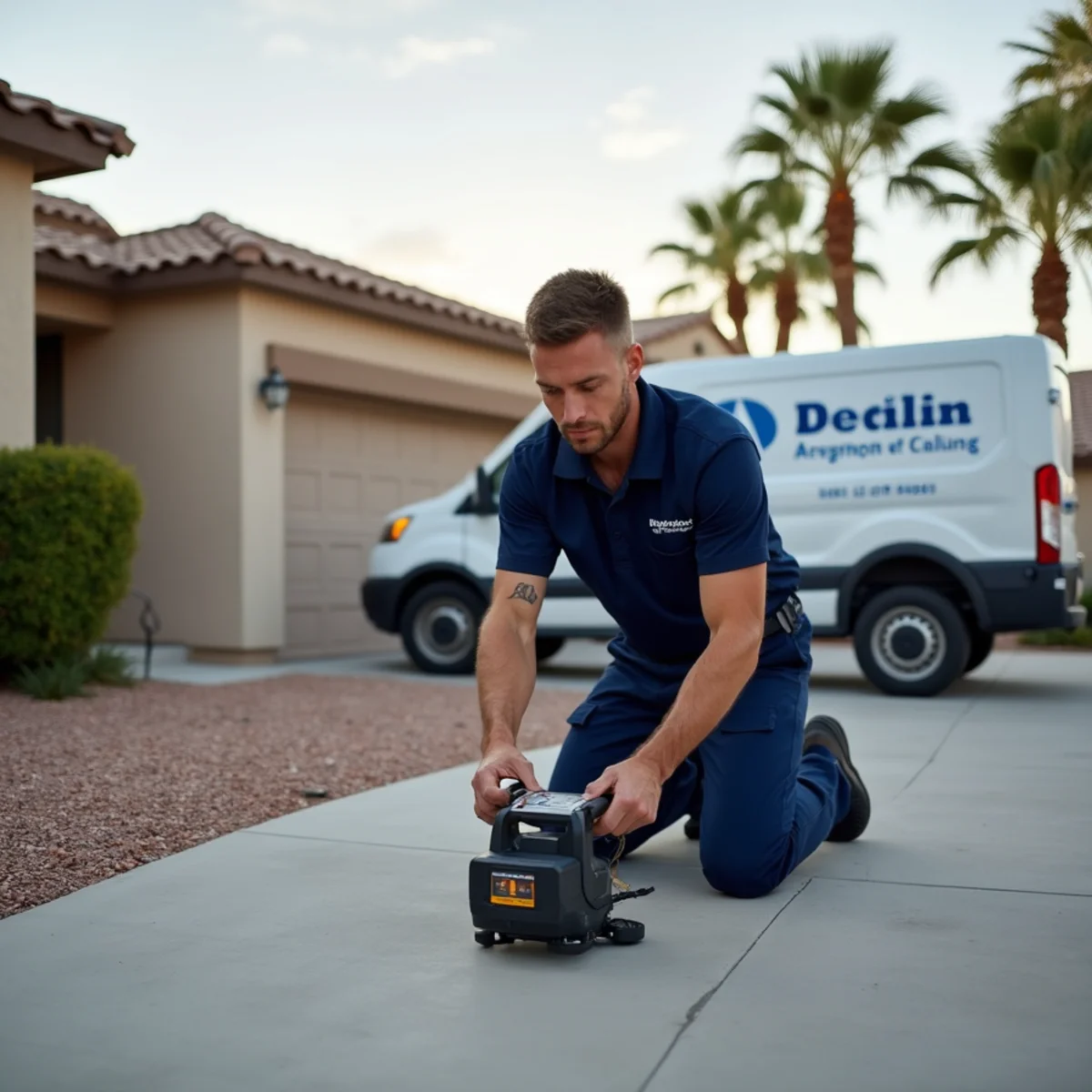 Madrid Plumbing technician locating a slab leak beneath a concrete foundation in Buckeye, AZ